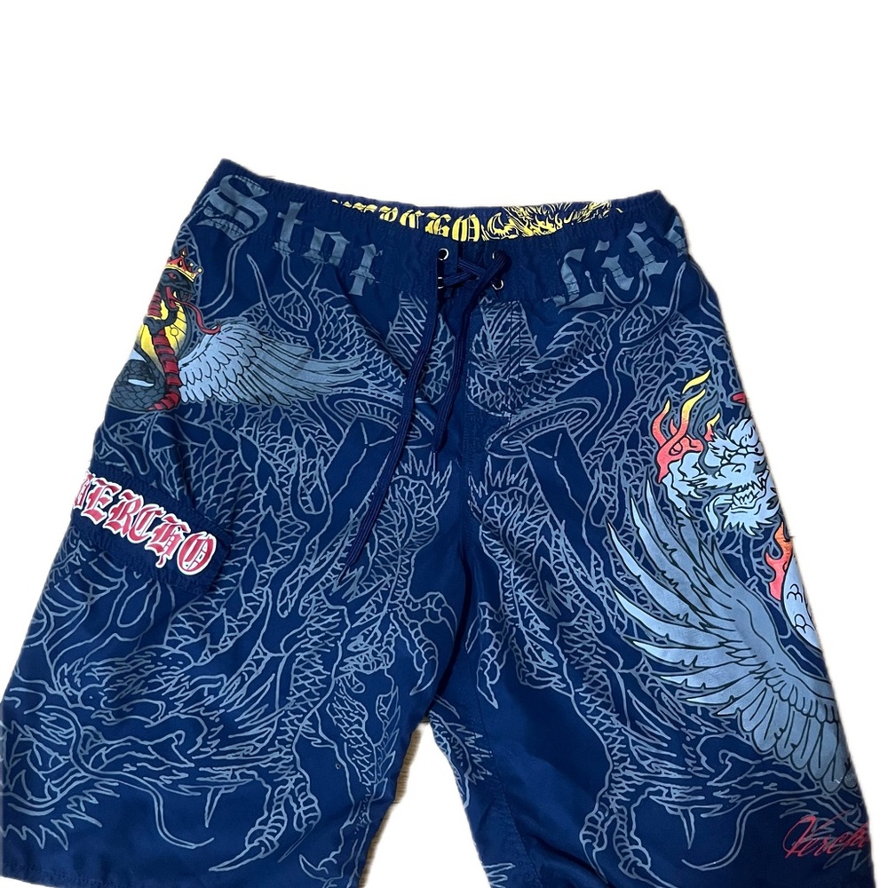 Ed Hardy Men's Blue Swim Shorts